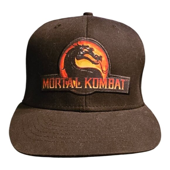 Vtg Mortal Kombat Warner Brothers Black Snapback Hat Adjustable Logo Dragon NWT - Picture 3 of 12
